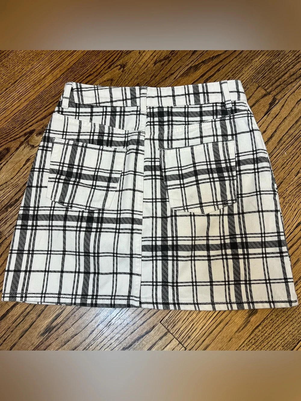 Topshop Womens Size 4 Black White Mini Jean Skirt School Work Preppy Whimsigoth